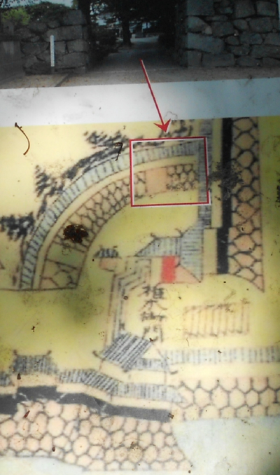 椎ノ木門・扇型石垣が描かれた幕末の絵図