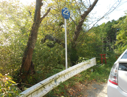 岩屋城登城は２２番カーブの路側帯に駐車