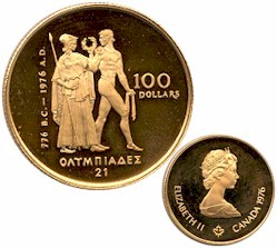 カナダ　100ドル　金貨　1976