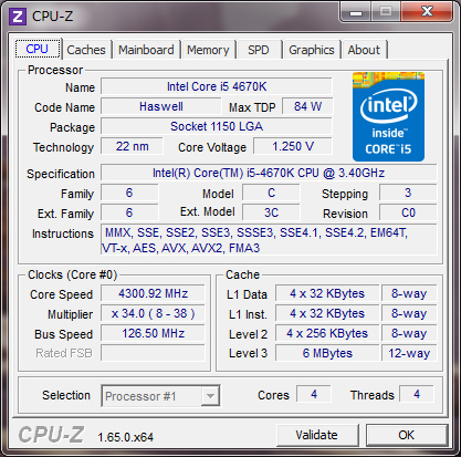 Core i5-4670K@4.3GHz